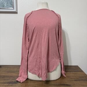 Lauren Conrad Pink Ruffle Trim Long Sleeve Top XS